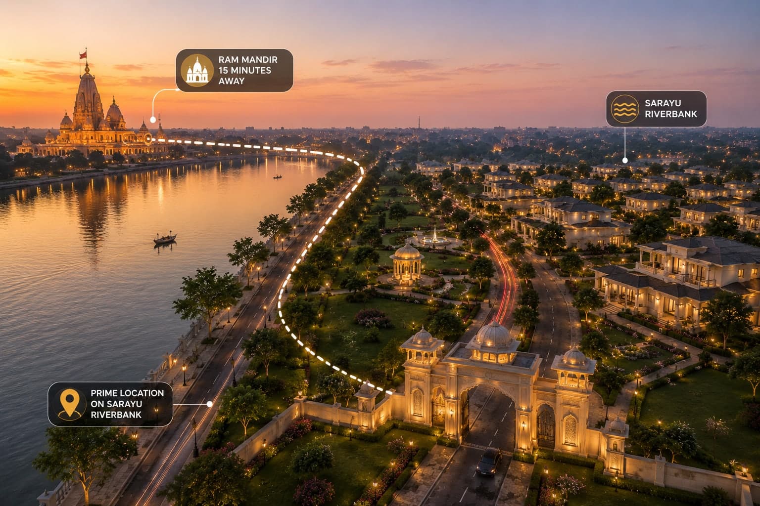 The Sarayu Ayodhya Location: 15 Minutes to Ram Mandir, Prime Sarayu Riverbank
