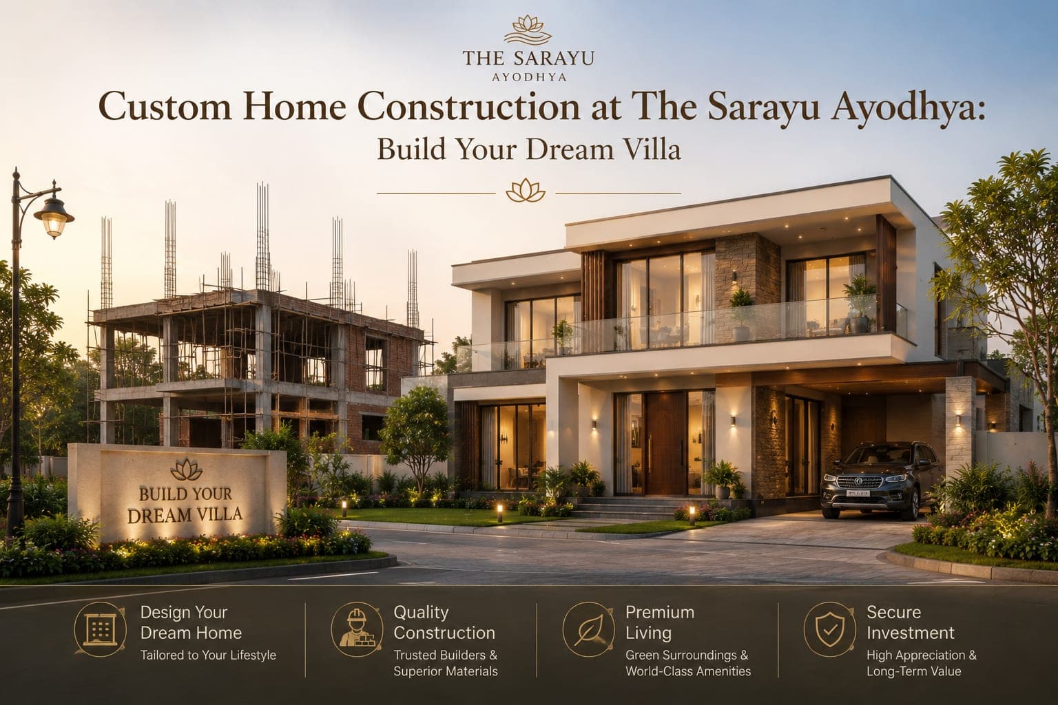 Custom Home Construction at The Sarayu Ayodhya: Build Your Dream Villa