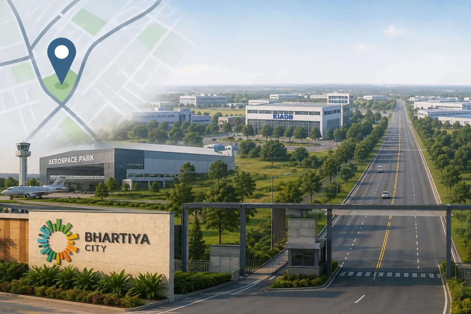 Bhartiya City KIADB Location Guide: KIADB Industrial Area, Aerospace Park Road, Devanahalli