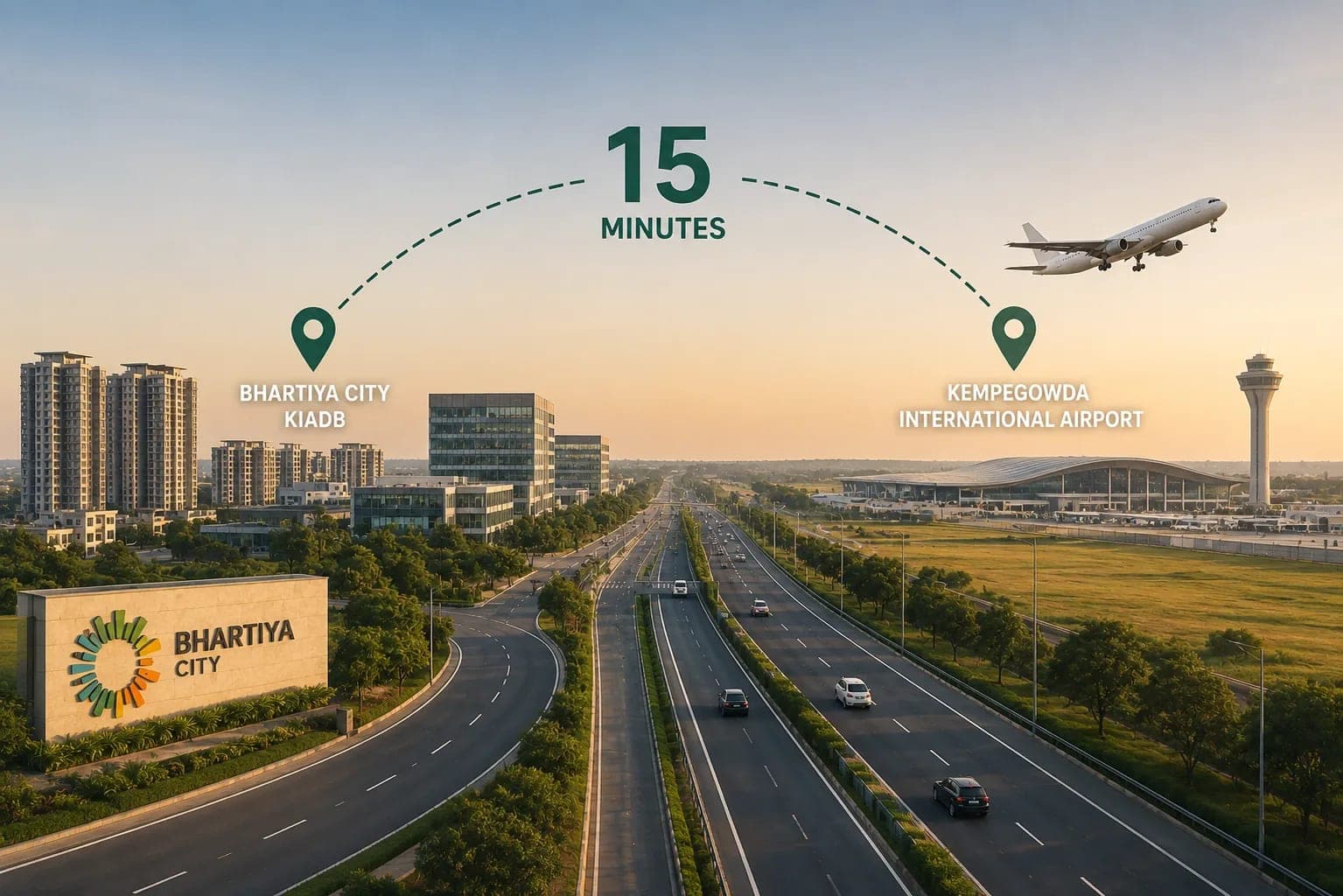 Bhartiya City KIADB to Kempegowda International Airport: The 15-Minute Advantage