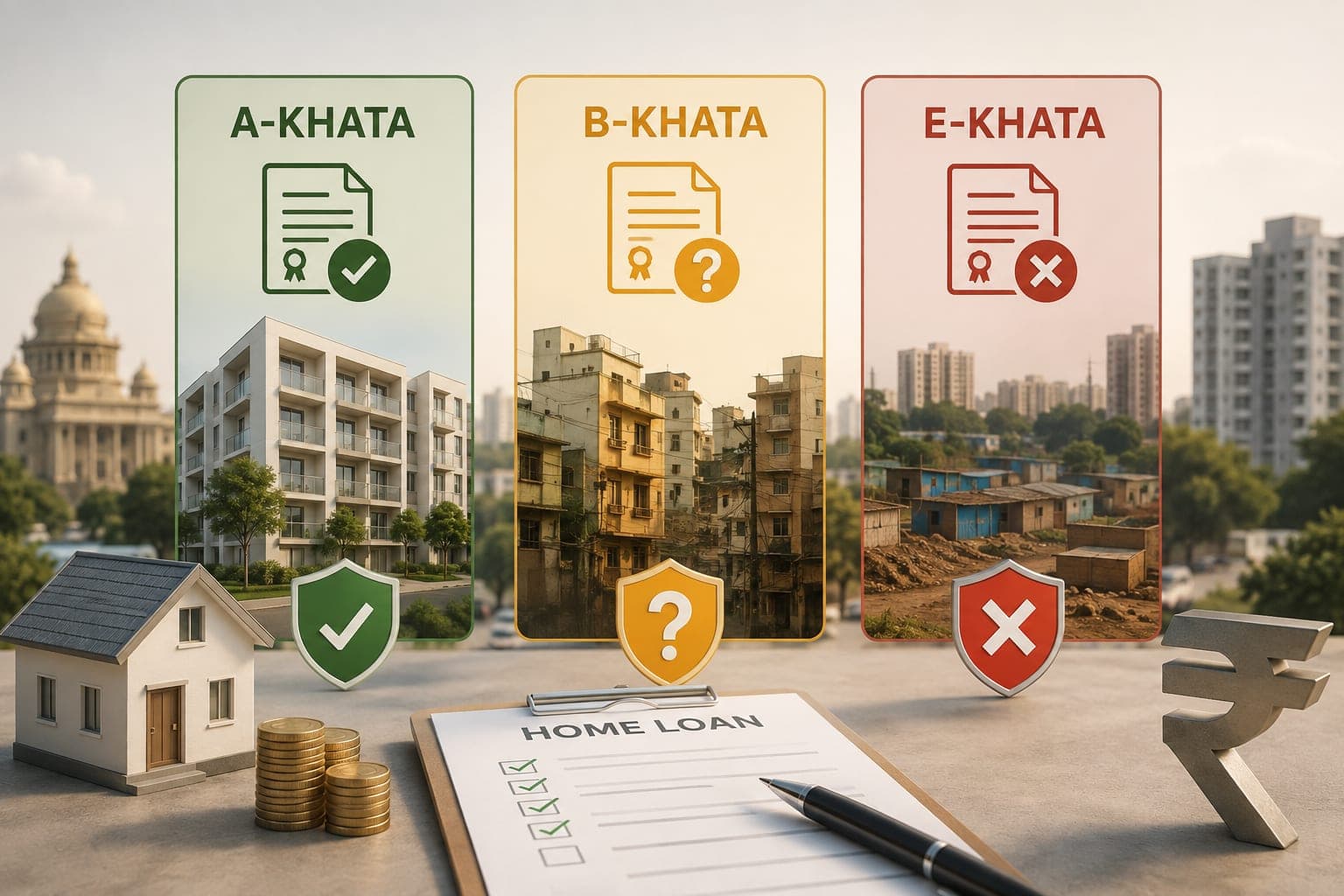 A-Khata vs B-Khata vs E-Khata in Bangalore: What Each One Actually Means for Your Loan, Your Resale and Your Risk