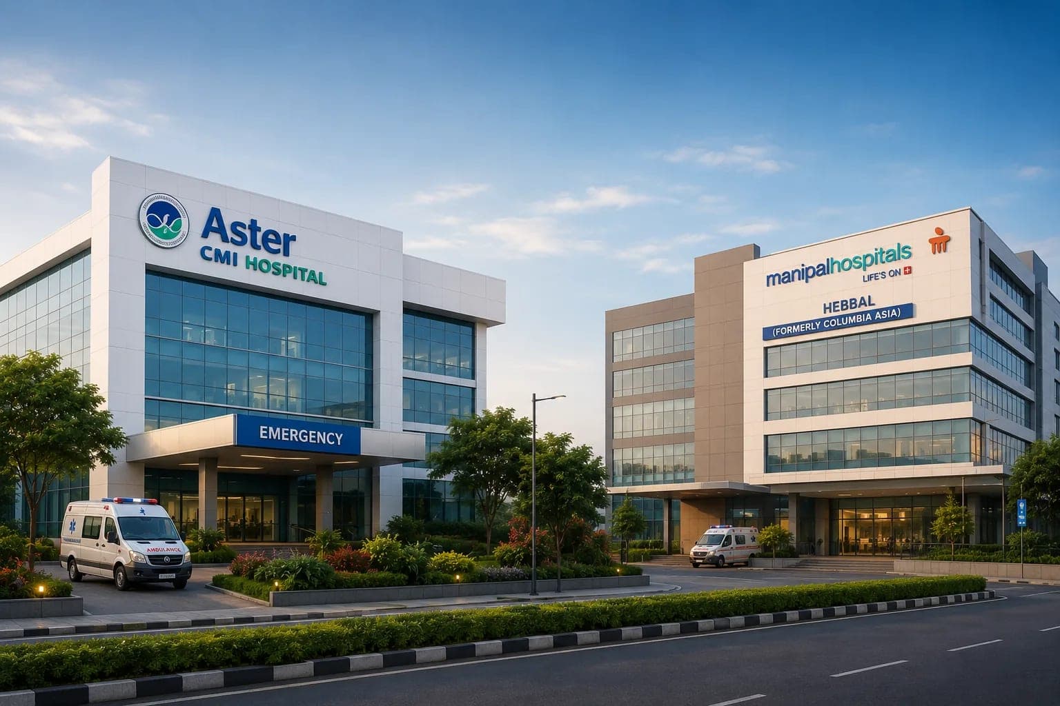 Hospitals Near Bhartiya City KIADB: Aster CMI and Manipal Hospital Hebbal (Formerly Columbia Asia)