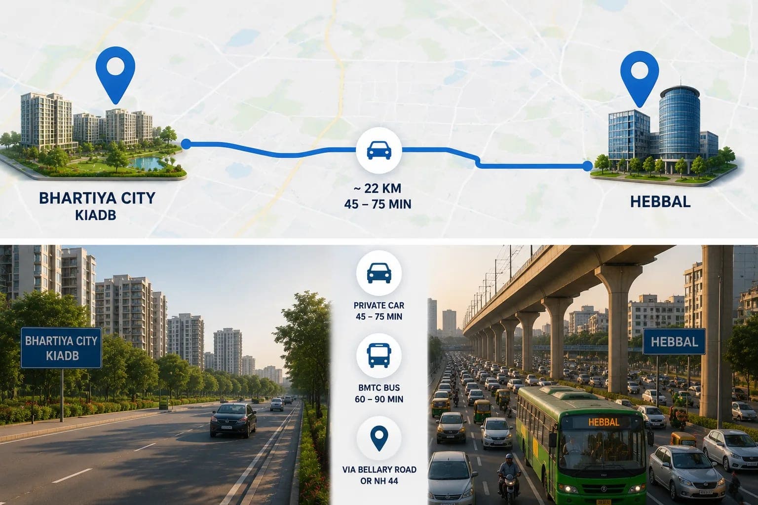 Bhartiya City KIADB to Hebbal: Distance, Route and Daily Commute Reality