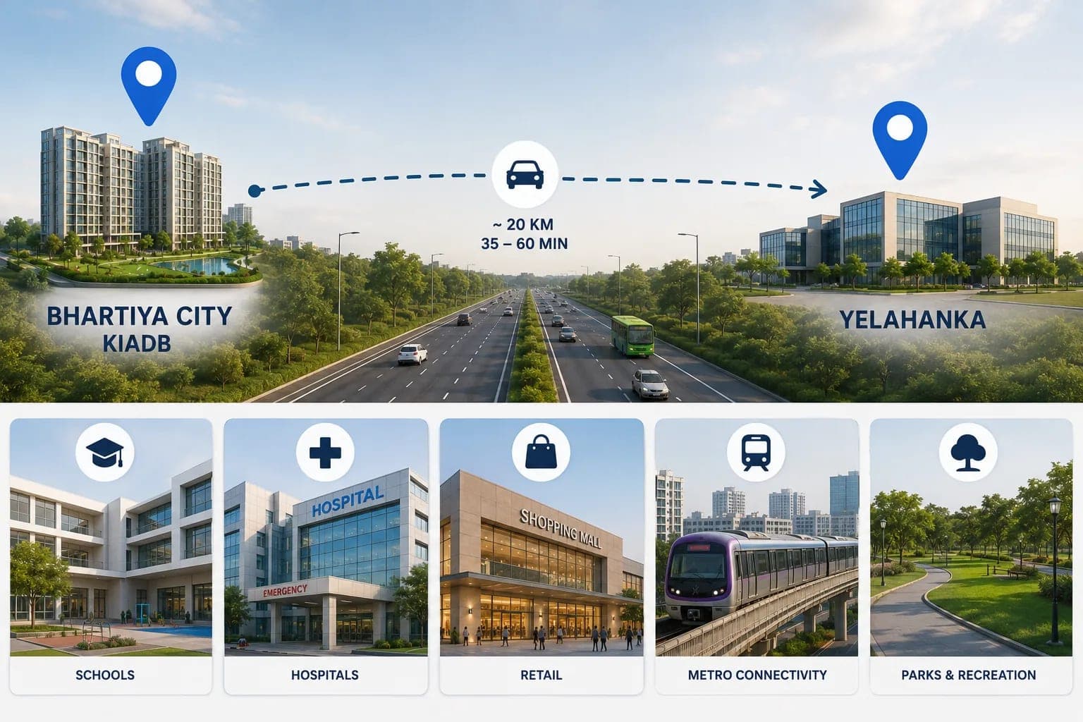 Bhartiya City KIADB to Yelahanka: Connectivity and Social Infrastructure