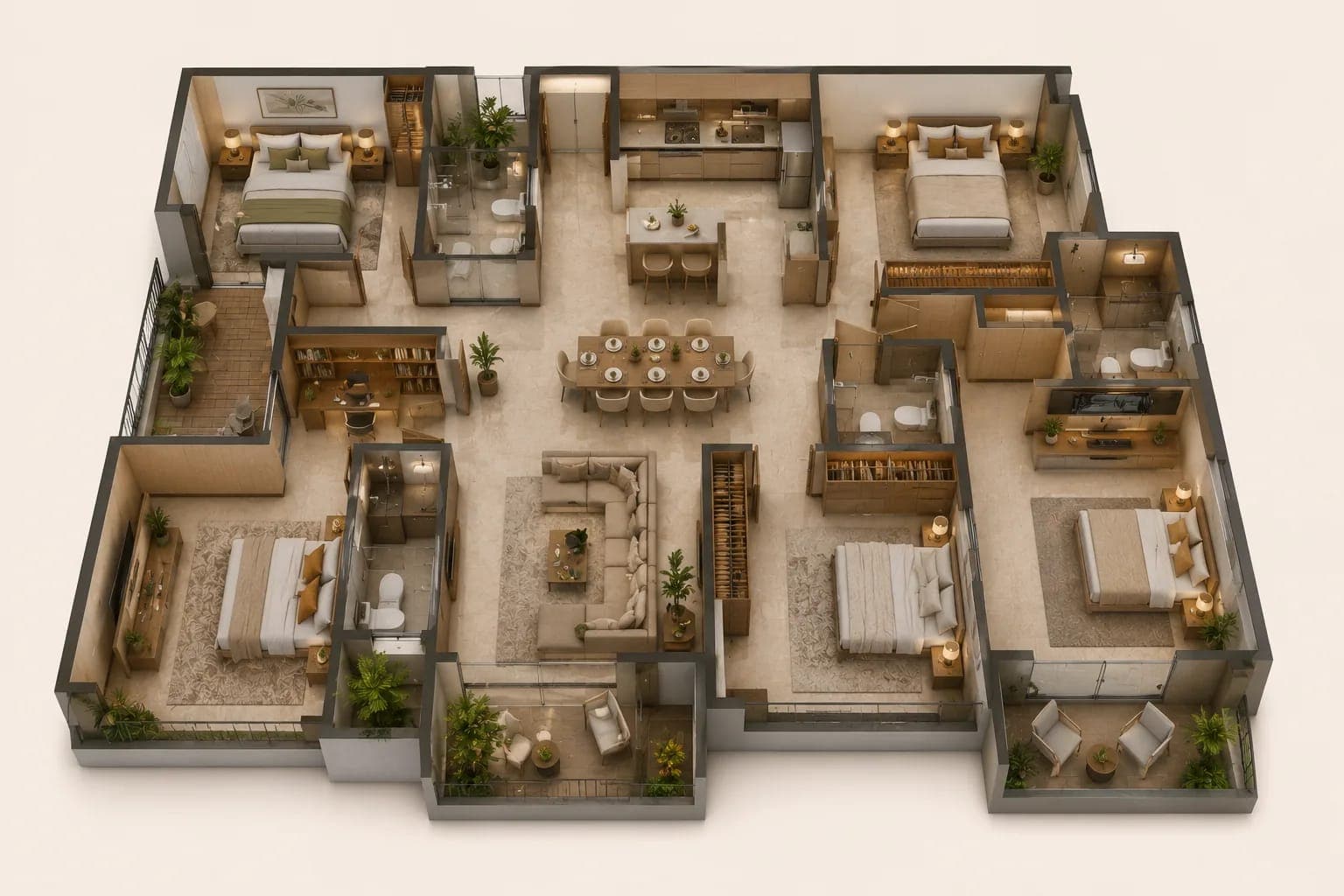 Bhartiya City KIADB 4 BHK Apartments: Space Planning for Large Families