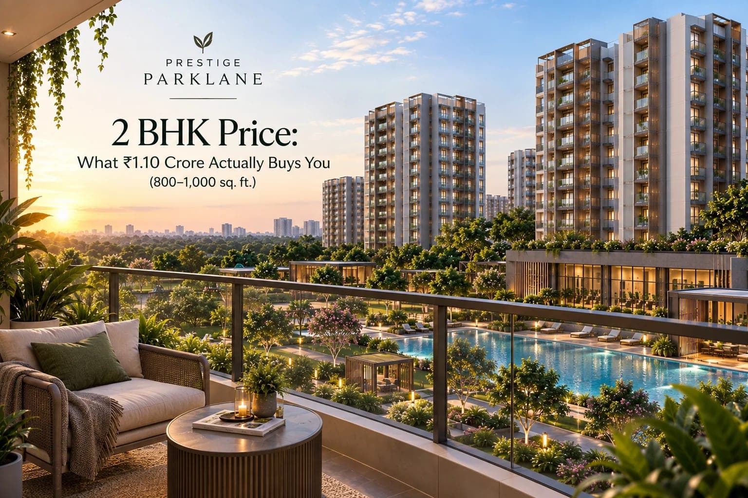 Prestige Parklane 2 BHK Price: What ₹1.10 Crore Actually Buys You (800–1,000 sq. ft.)