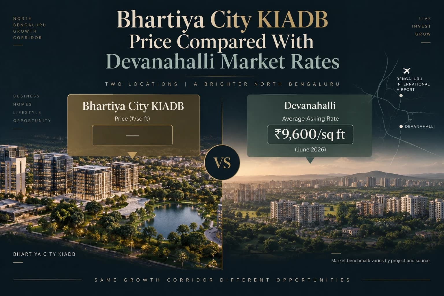 Bhartiya City KIADB Price Compared With Devanahalli Market Rates